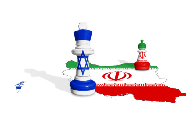 Chess made from Israel and Iran flags